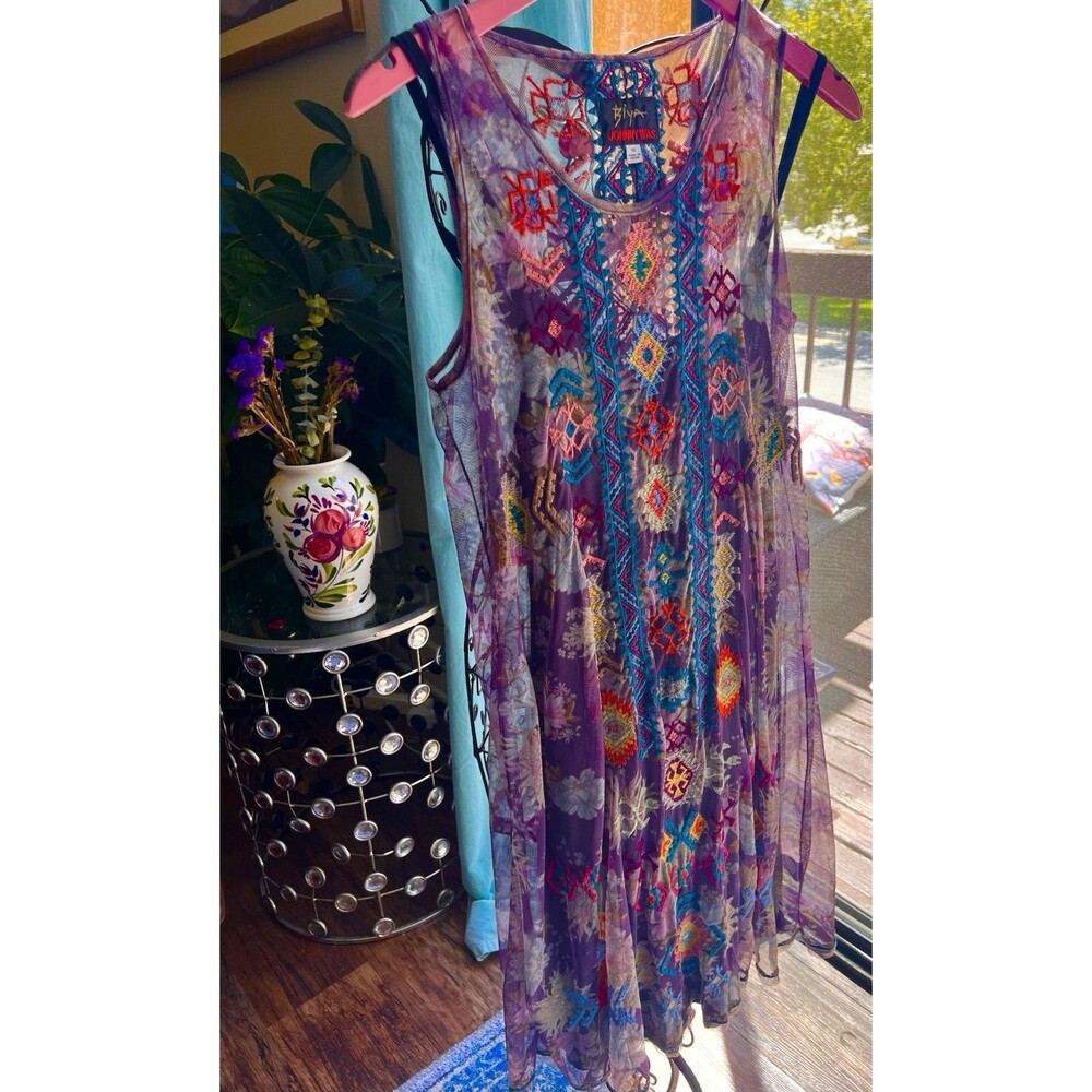Johnny Was Embroidered Mesh Dress With Undergarment Size XS (fits Up To M)